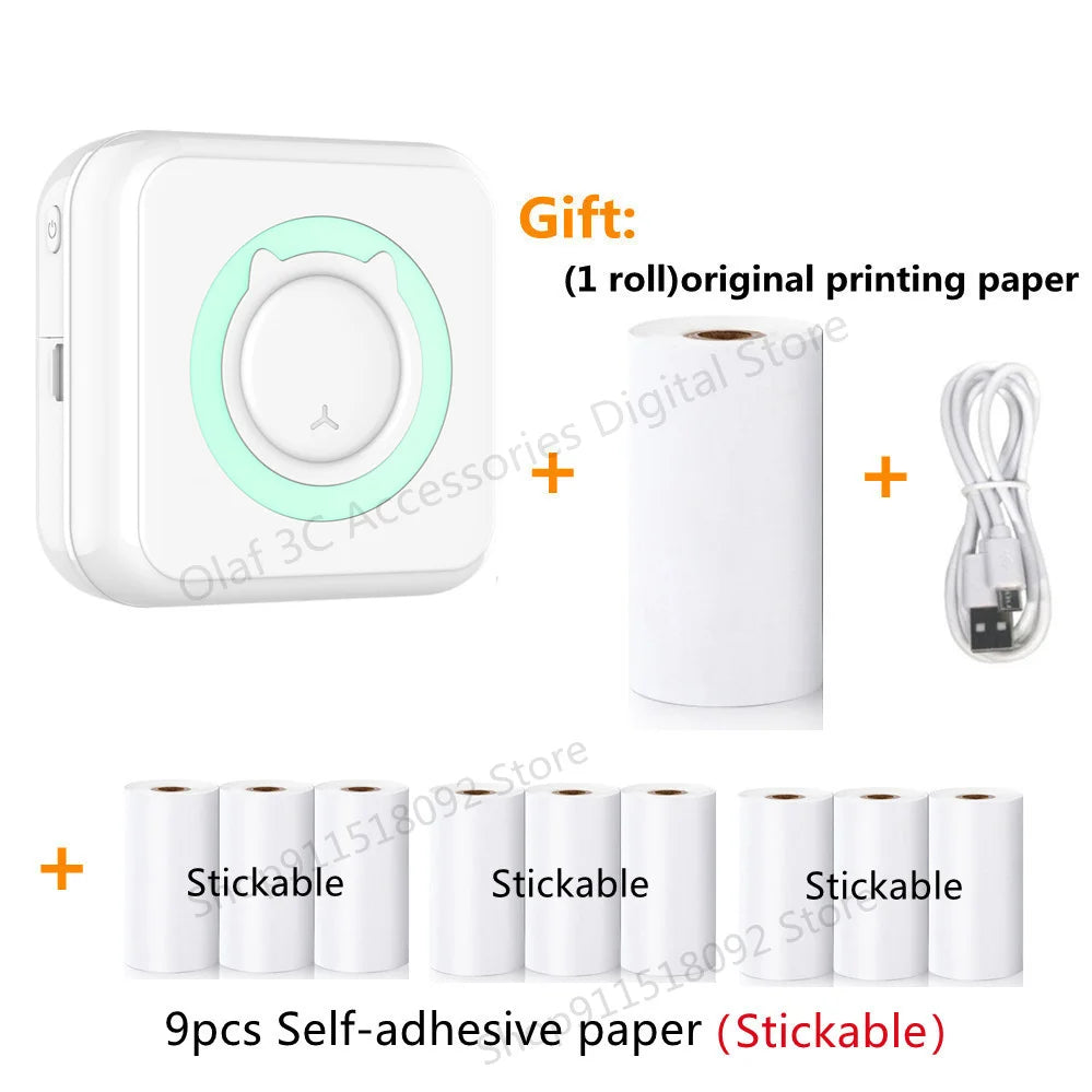 Portable Mini Label Printer Photo Thermal Adhesive Labels Printers Inkless Bluetooth Pocket Mini Printer Stickers Maker 57MM