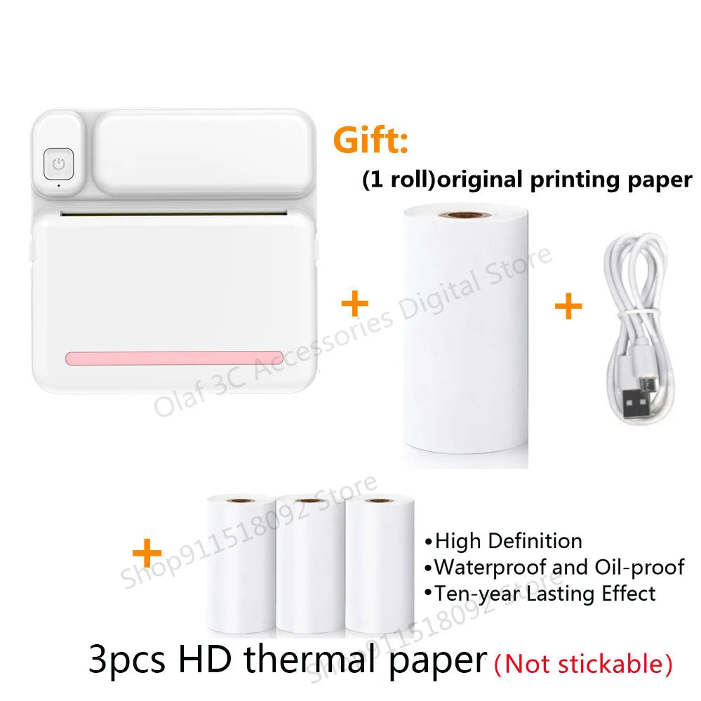 Portable Mini Label Printer Photo Thermal Adhesive Labels Printers Inkless Bluetooth Pocket Mini Printer Stickers Maker 57MM