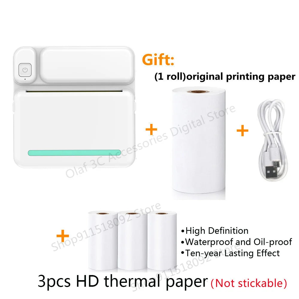 Portable Mini Label Printer Photo Thermal Adhesive Labels Printers Inkless Bluetooth Pocket Mini Printer Stickers Maker 57MM