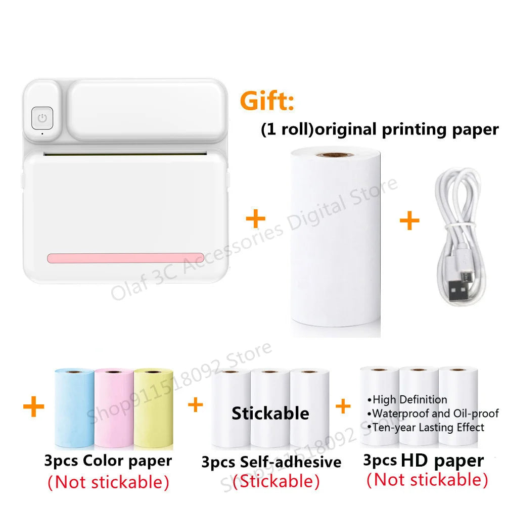 Portable Mini Label Printer Photo Thermal Adhesive Labels Printers Inkless Bluetooth Pocket Mini Printer Stickers Maker 57MM
