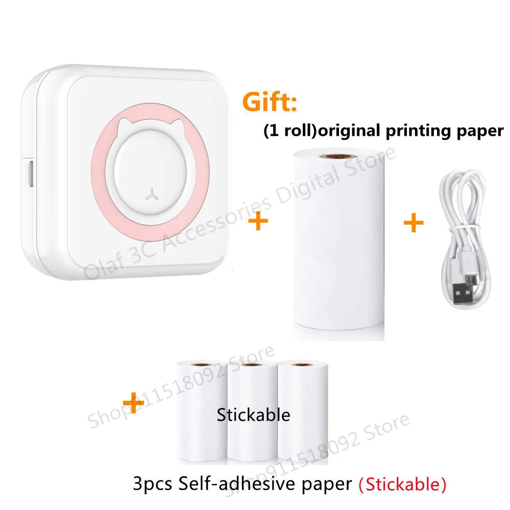 Portable Mini Label Printer Photo Thermal Adhesive Labels Printers Inkless Bluetooth Pocket Mini Printer Stickers Maker 57MM